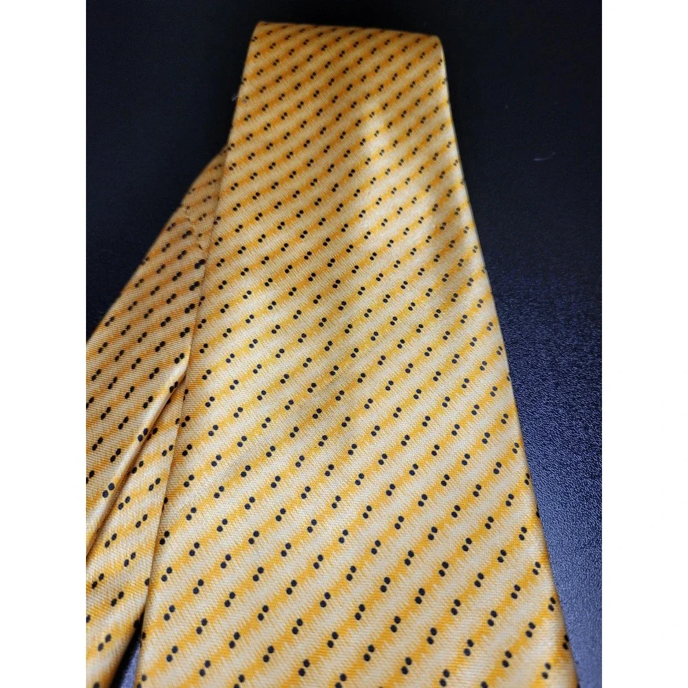Versace Men's Necktie Yellow Dotted Stripe Silk 4